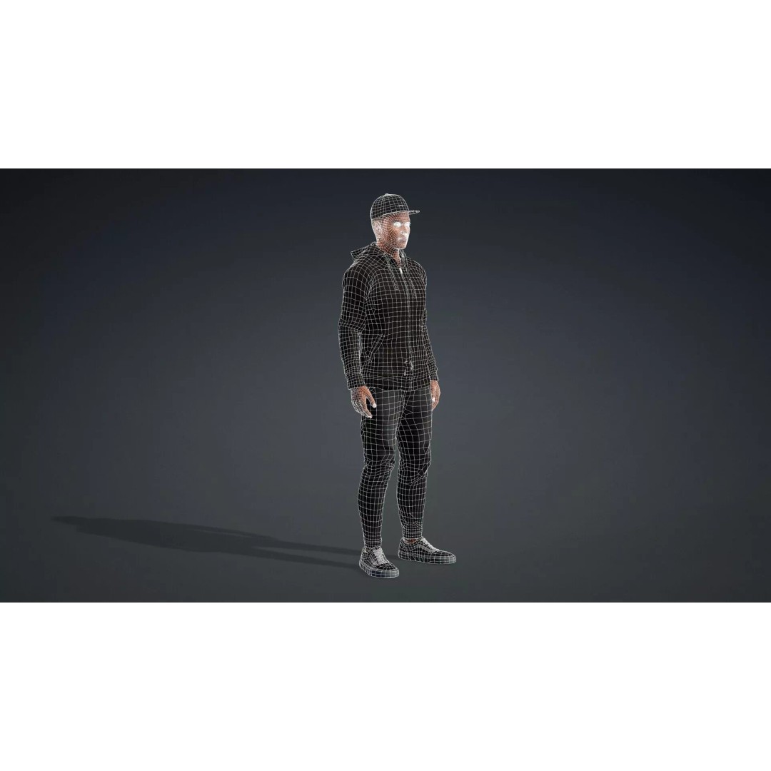 Black Male 3D Character Model – Game Ready, Rigged for Animation - View 21