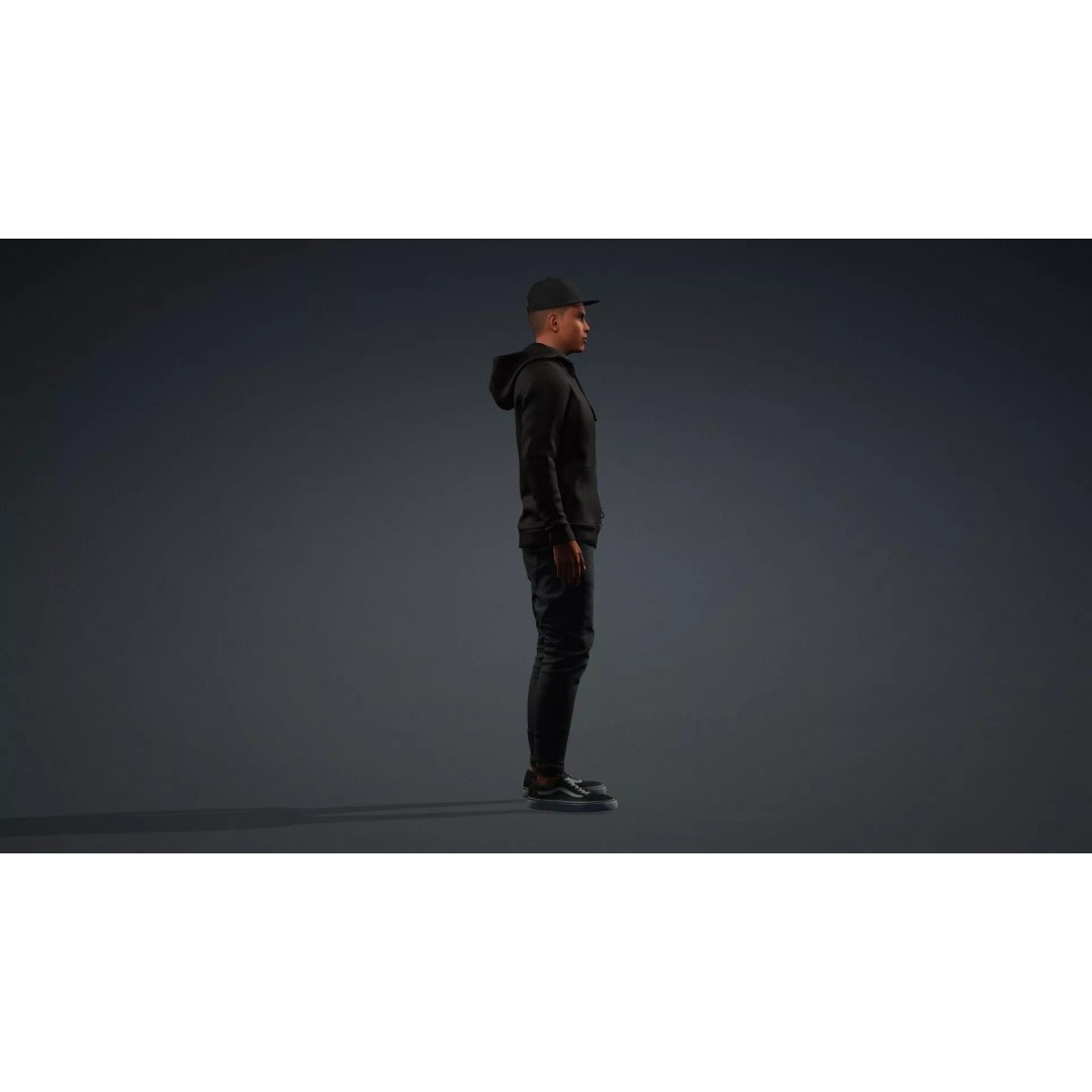 Black Male 3D Character Model – Game Ready, Rigged for Animation - View 4