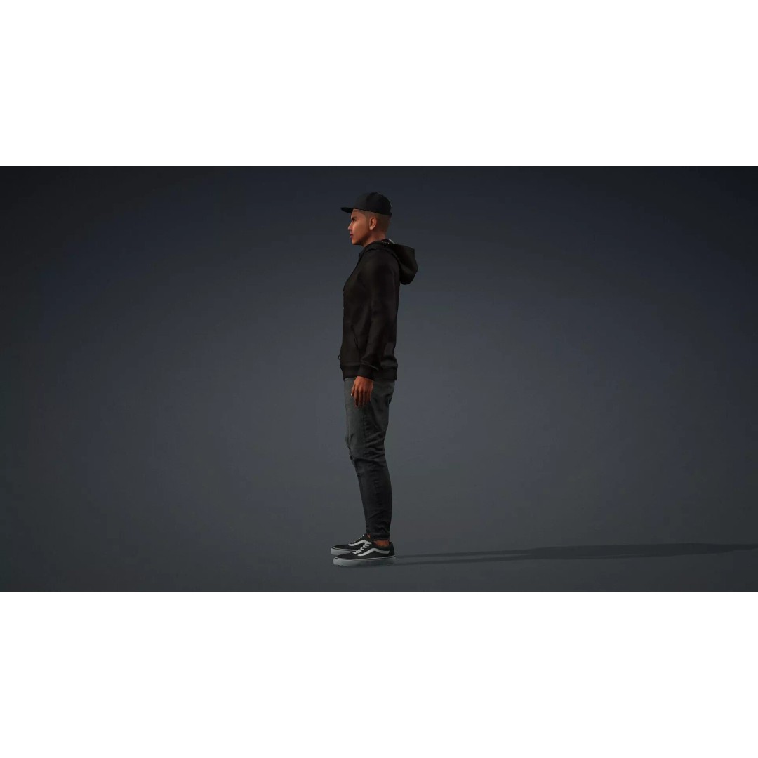 Black Male 3D Character Model – Game Ready, Rigged for Animation - View 5