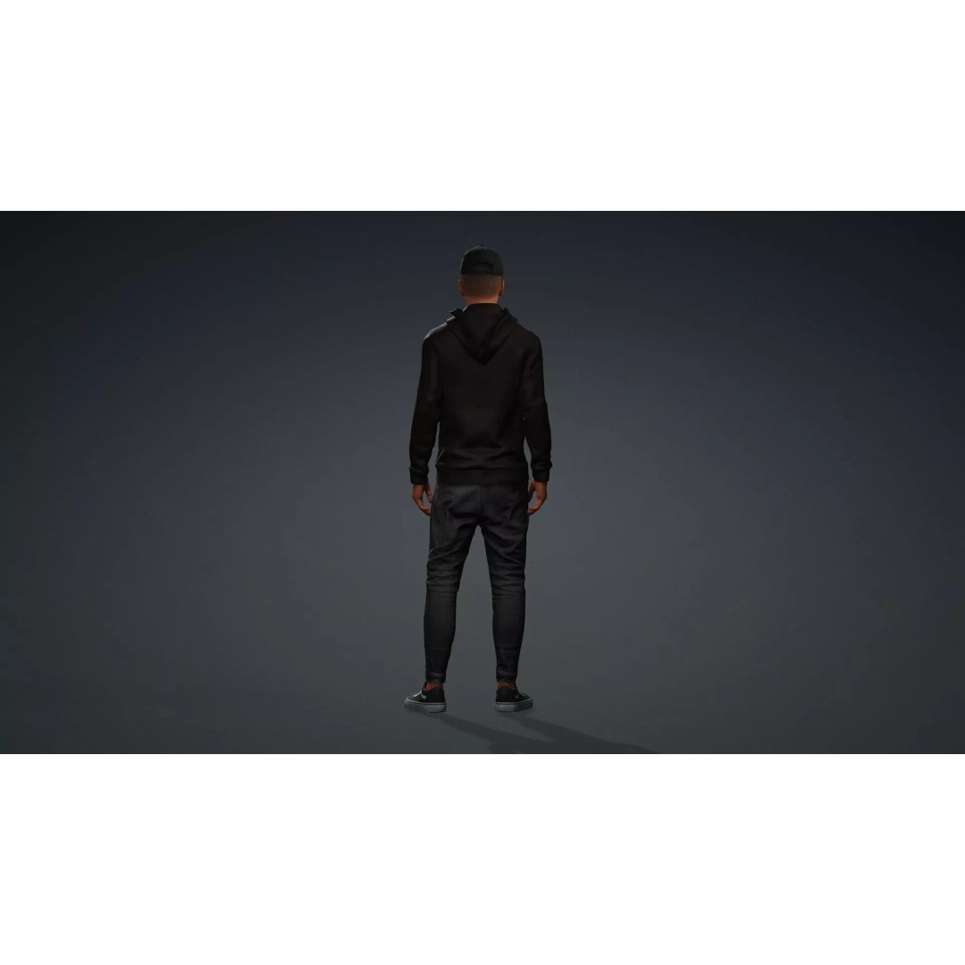 Black Male 3D Character Model – Game Ready, Rigged for Animation - View 6