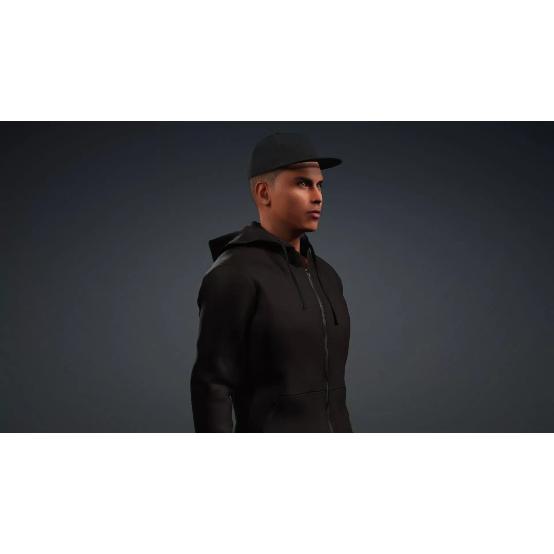 Black Male 3D Character Model – Game Ready, Rigged for Animation - View 9