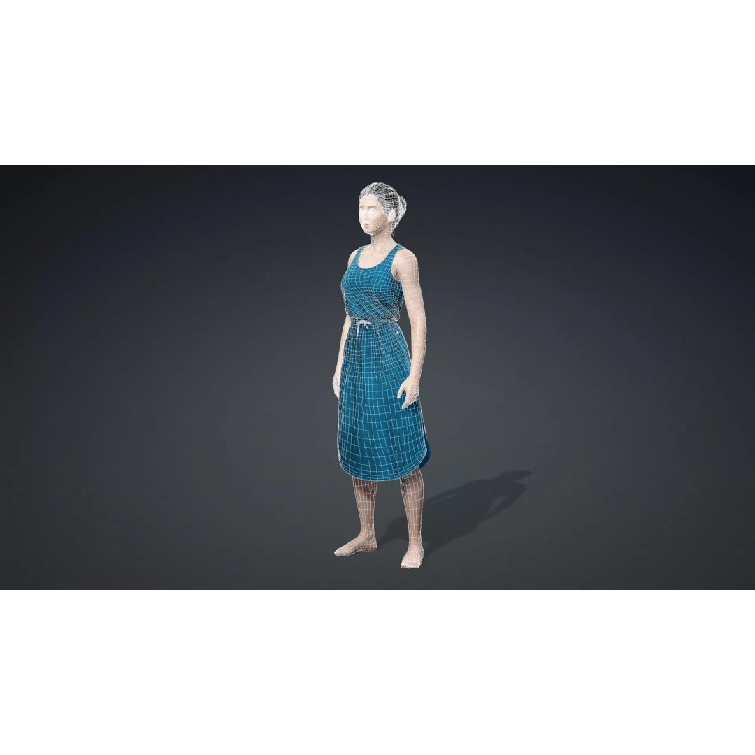 Detailed 3D Female Character Model – Rigged PBR Game Asset, FBX