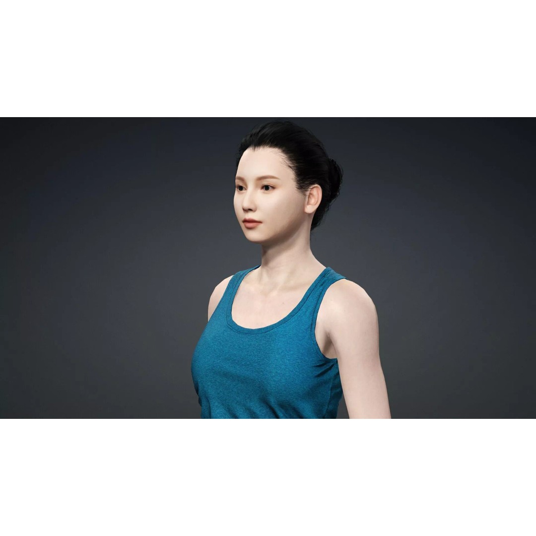 Detailed 3D Female Character Model – Rigged PBR Game Asset, FBX - View 10