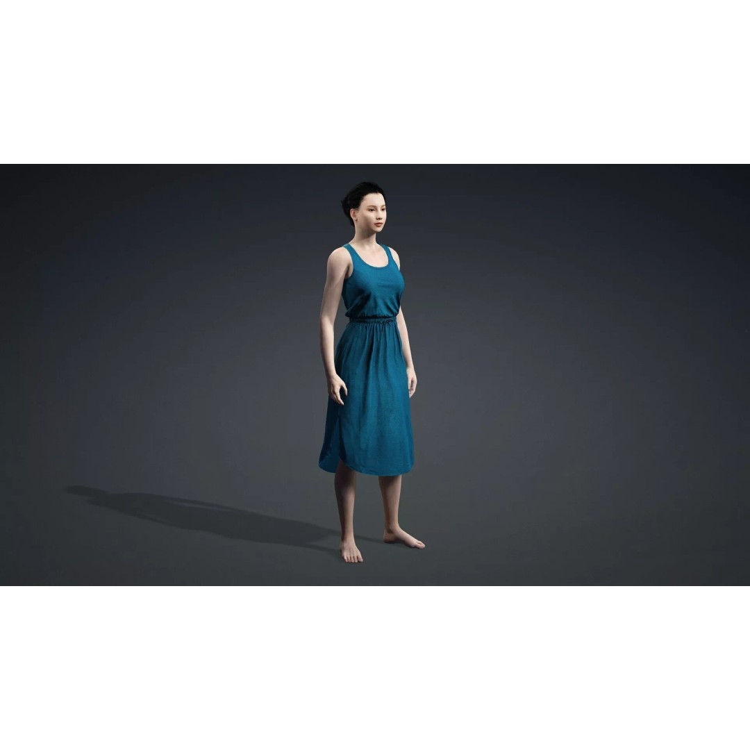 Detailed 3D Female Character Model – Rigged PBR Game Asset, FBX - View 11
