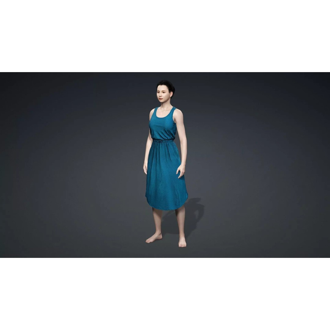 Detailed 3D Female Character Model – Rigged PBR Game Asset, FBX - View 12