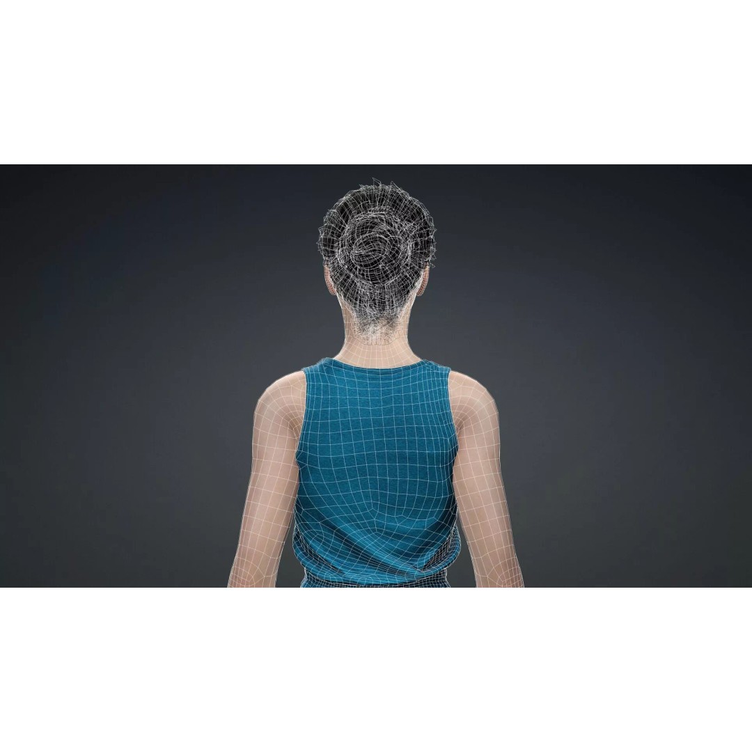 Detailed 3D Female Character Model – Rigged PBR Game Asset, FBX - View 17