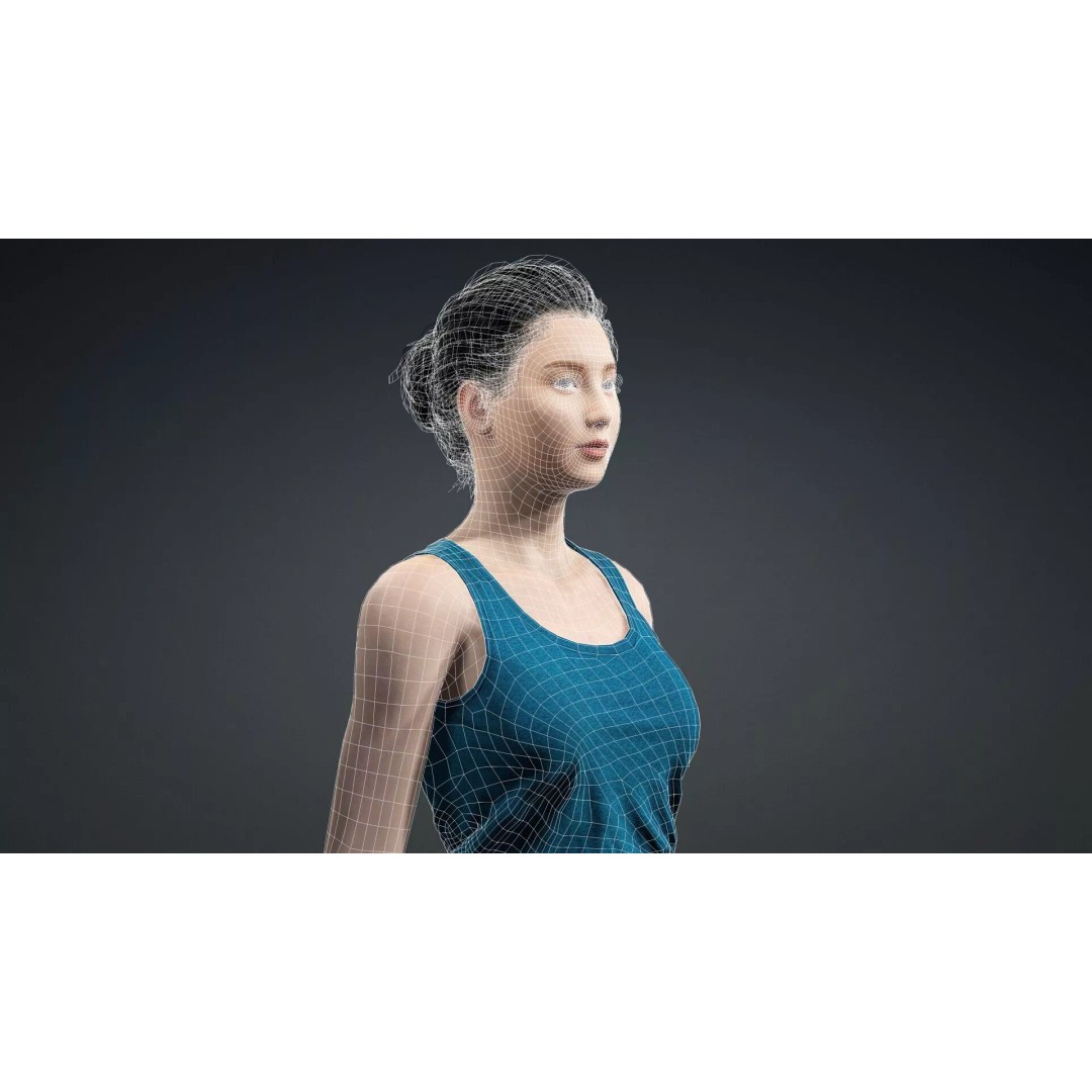 Detailed 3D Female Character Model – Rigged PBR Game Asset, FBX - View 19