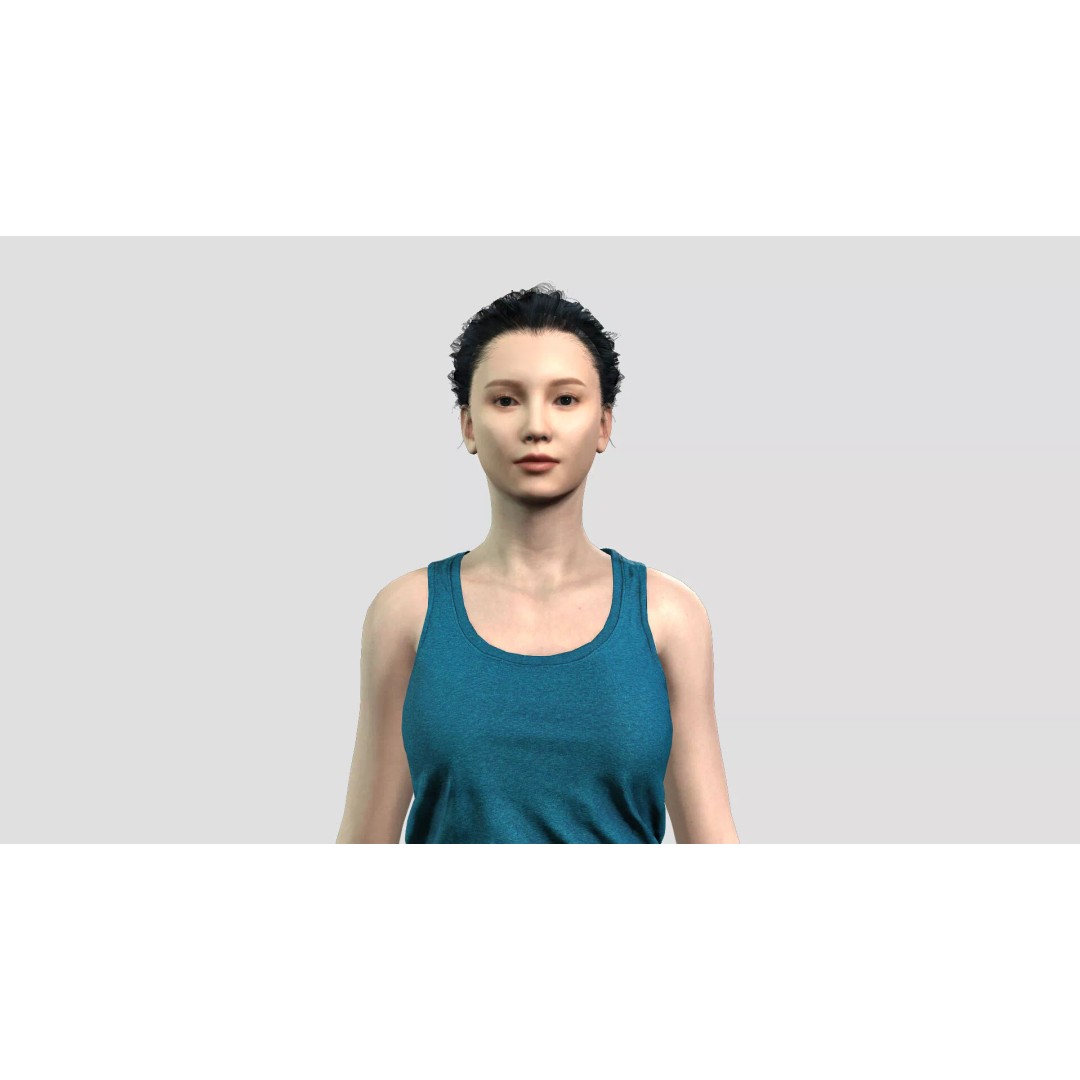 Detailed 3D Female Character Model – Rigged PBR Game Asset, FBX - View 2
