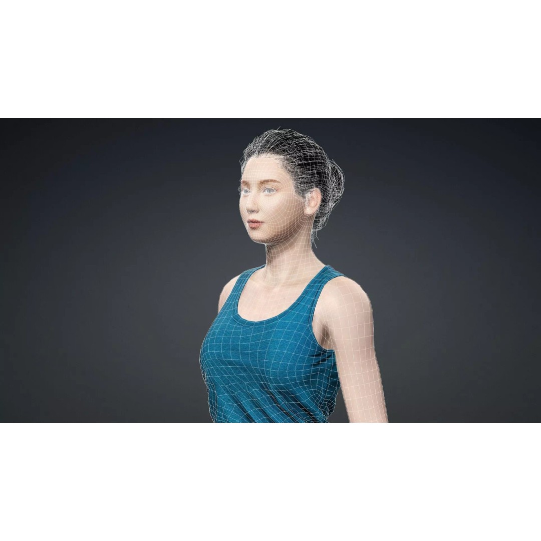 Detailed 3D Female Character Model – Rigged PBR Game Asset, FBX - View 20