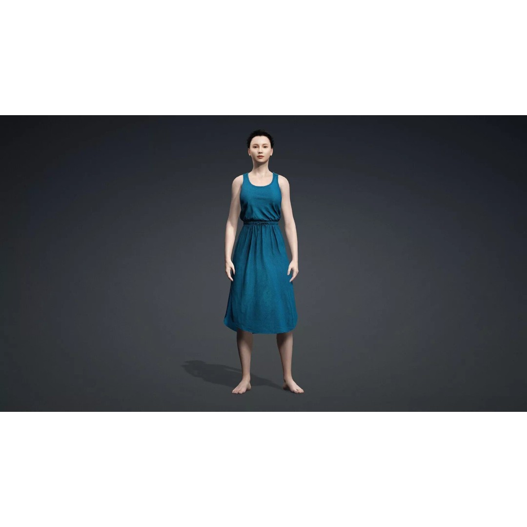 Detailed 3D Female Character Model – Rigged PBR Game Asset, FBX - View 3