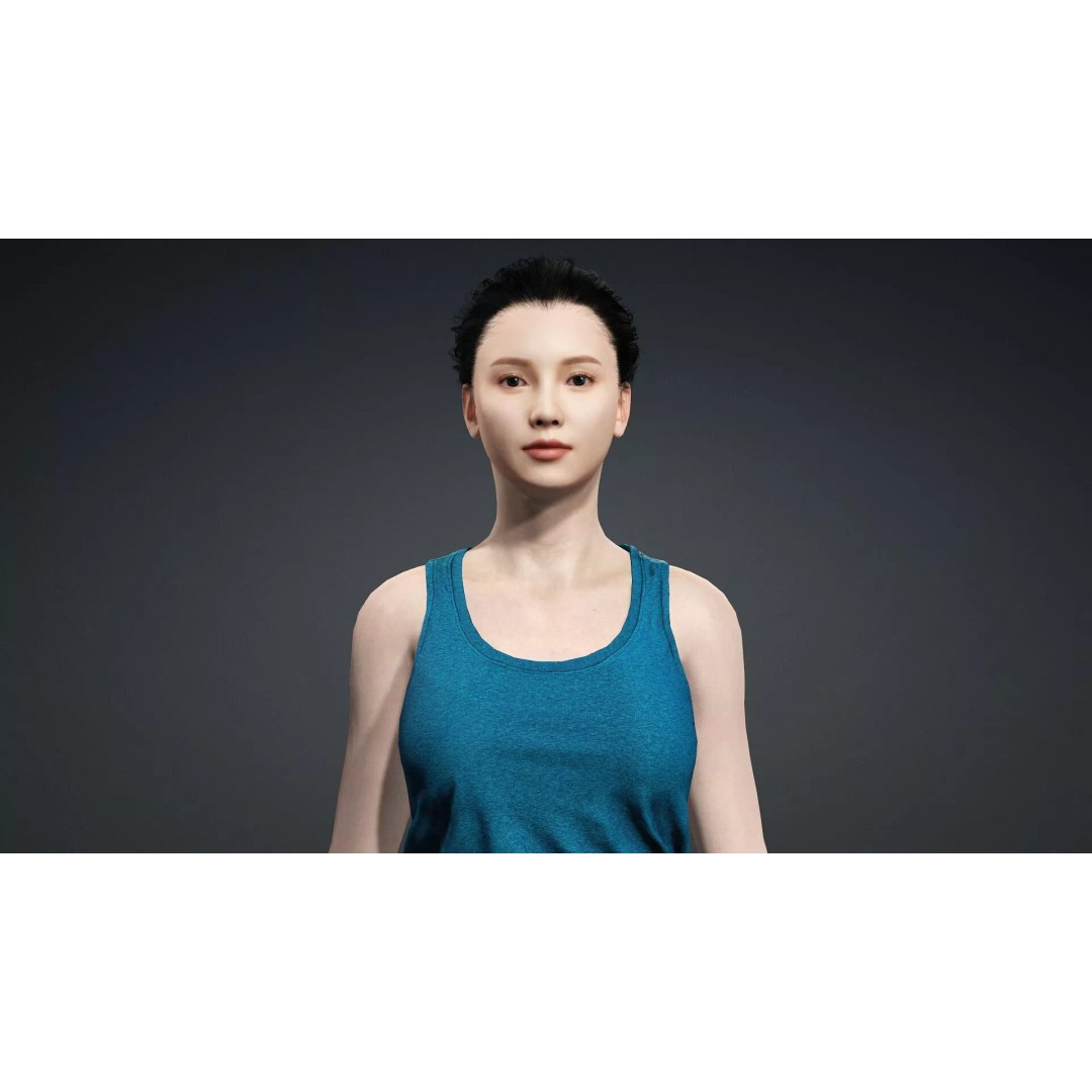 Detailed 3D Female Character Model – Rigged PBR Game Asset, FBX - View 8