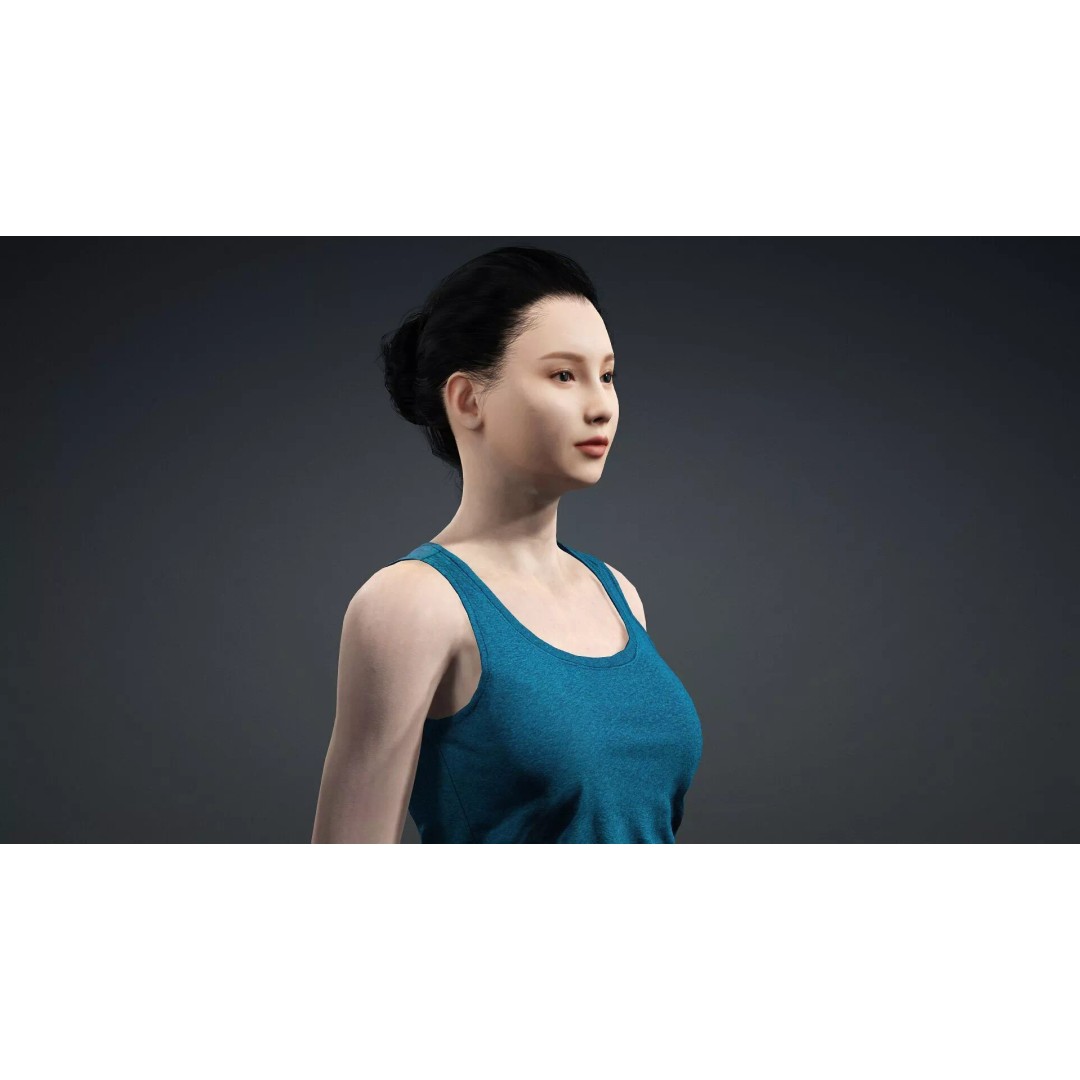 Detailed 3D Female Character Model – Rigged PBR Game Asset, FBX - View 9
