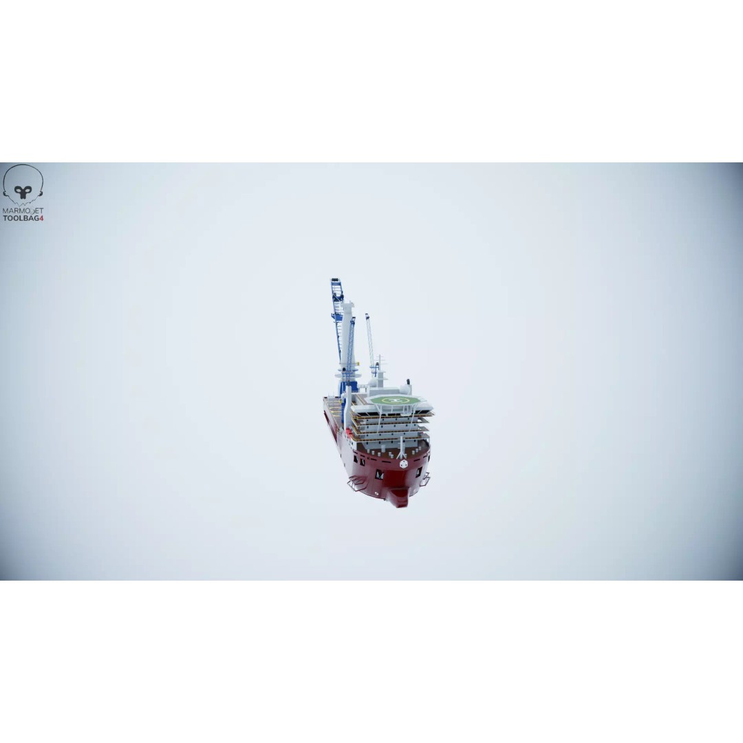 Crane Ship 3D Model – Low Poly Industrial Vessel, FBX, PBR Textures