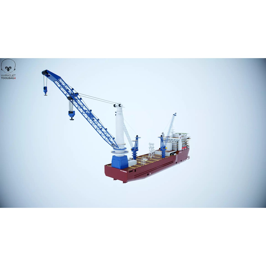 Crane Ship 3D Model – Low Poly Industrial Vessel, FBX, PBR Textures - View 10