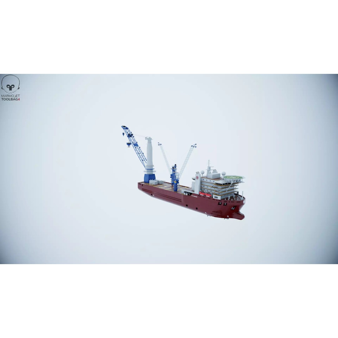Crane Ship 3D Model – Low Poly Industrial Vessel, FBX, PBR Textures - View 16