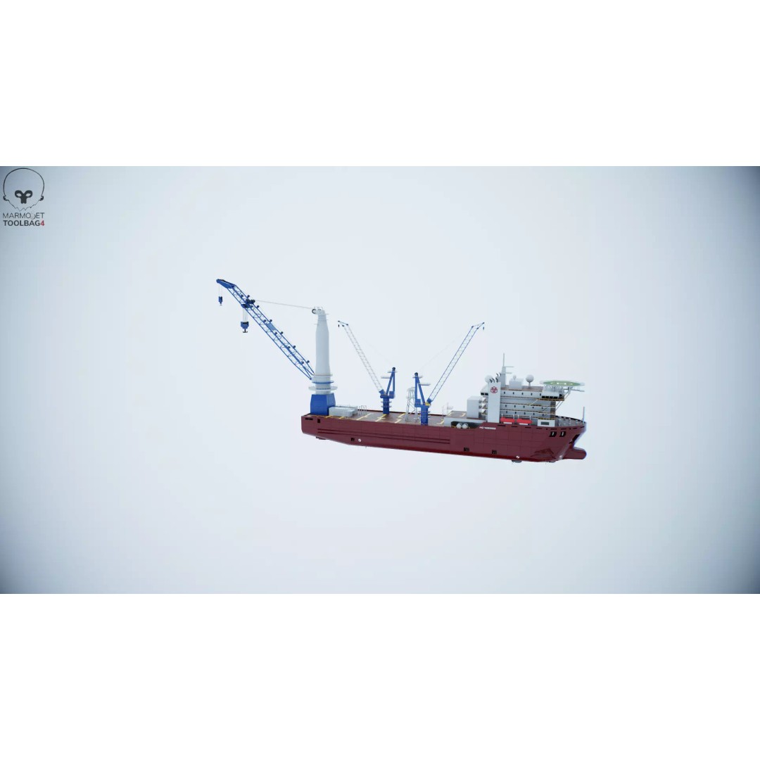 Crane Ship 3D Model – Low Poly Industrial Vessel, FBX, PBR Textures - View 17