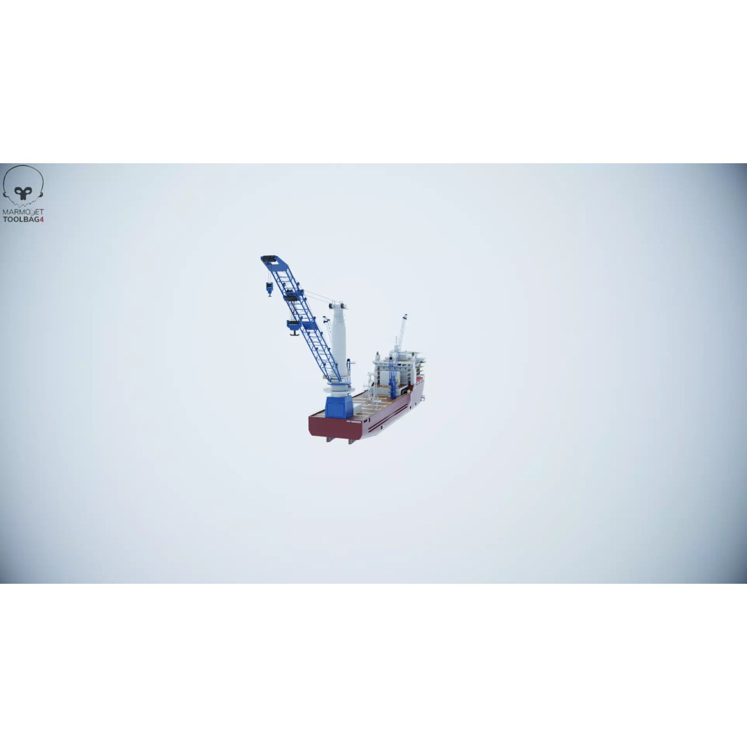 Crane Ship 3D Model – Low Poly Industrial Vessel, FBX, PBR Textures - View 20