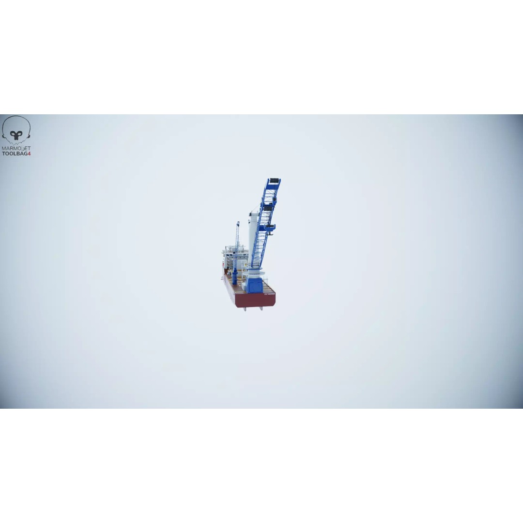 Crane Ship 3D Model – Low Poly Industrial Vessel, FBX, PBR Textures - View 21