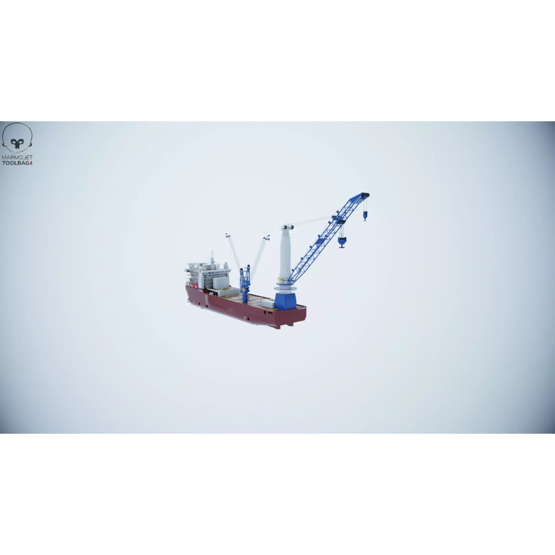 Crane Ship 3D Model – Low Poly Industrial Vessel, FBX, PBR Textures - View 22