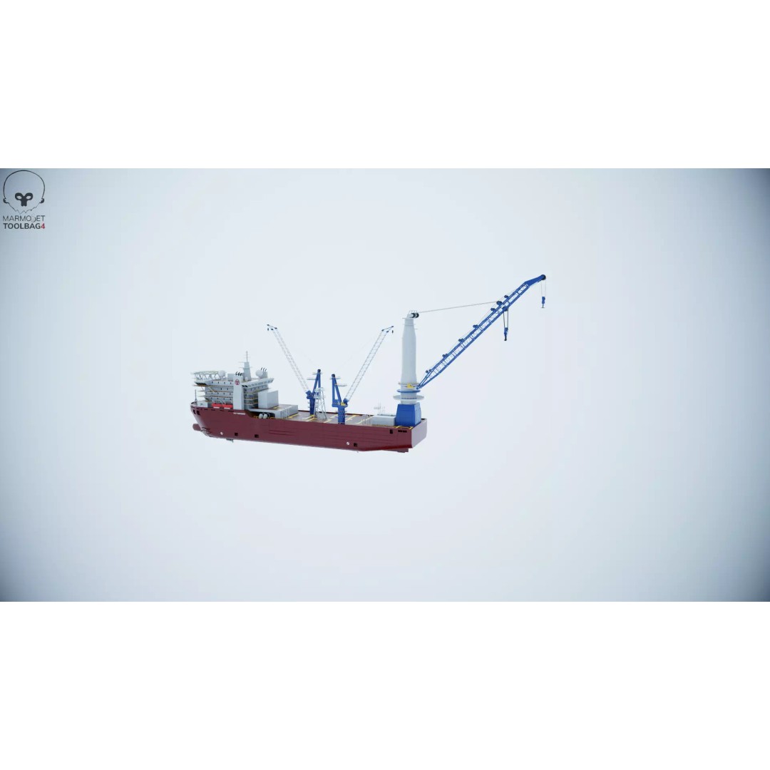 Crane Ship 3D Model – Low Poly Industrial Vessel, FBX, PBR Textures - View 23