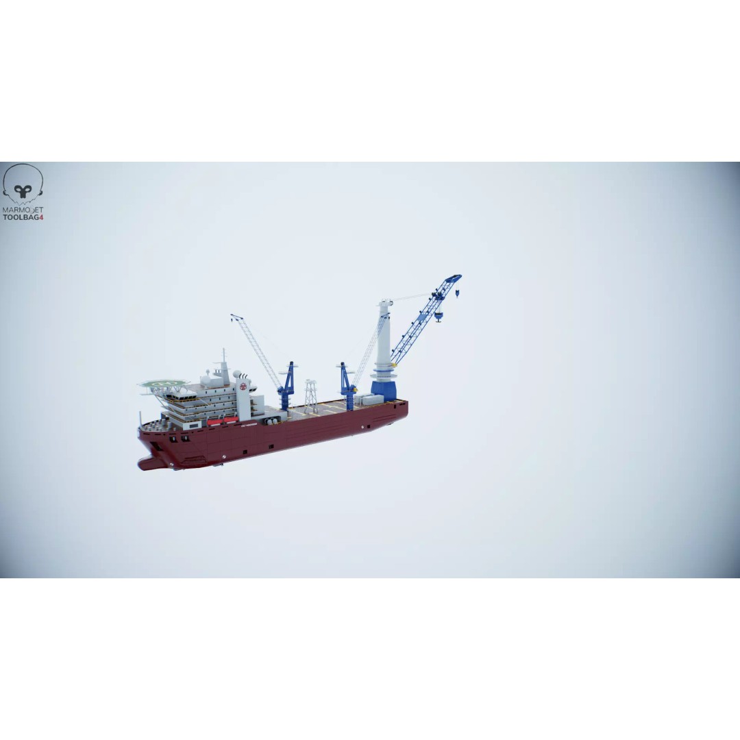Crane Ship 3D Model – Low Poly Industrial Vessel, FBX, PBR Textures - View 25