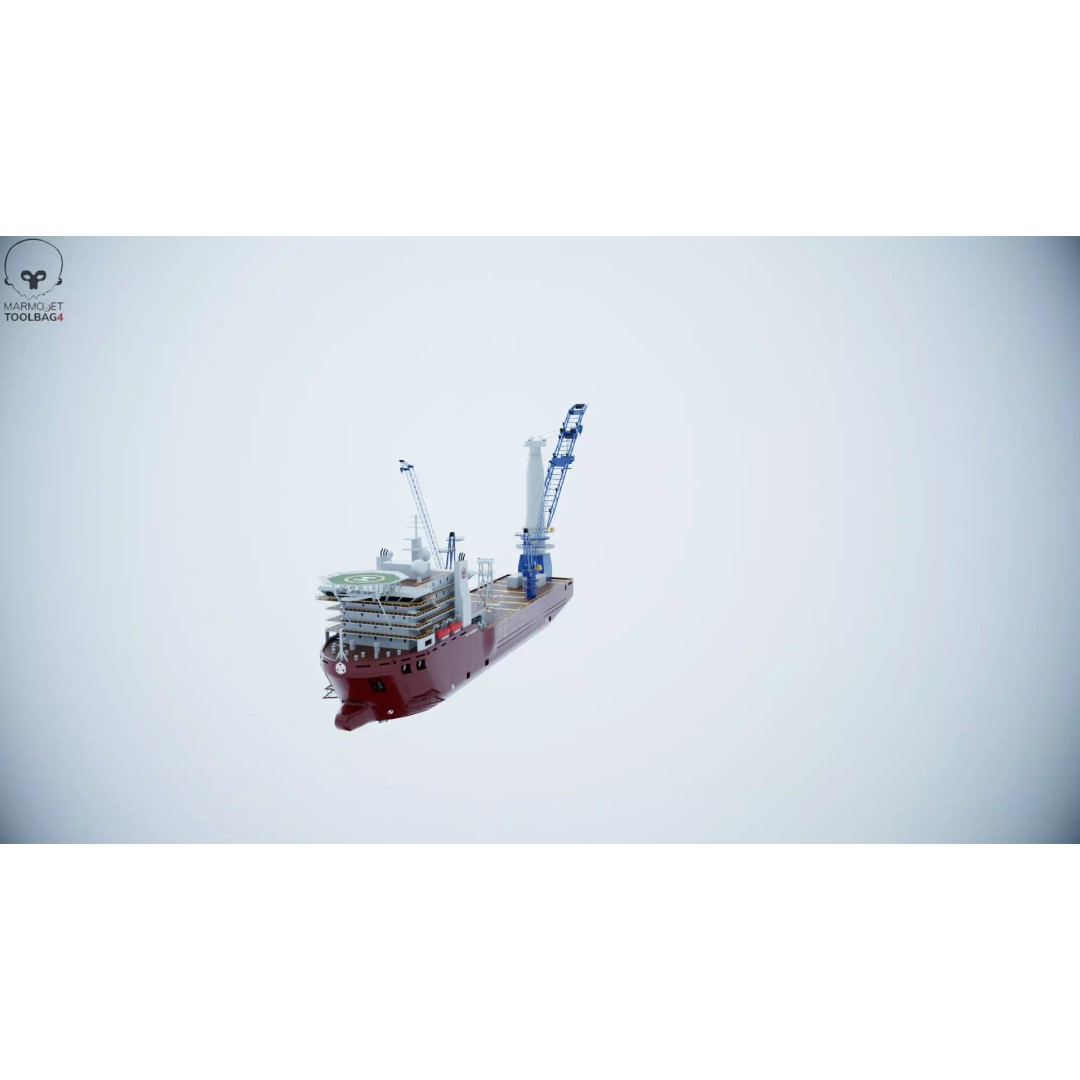 Crane Ship 3D Model – Low Poly Industrial Vessel, FBX, PBR Textures - View 26