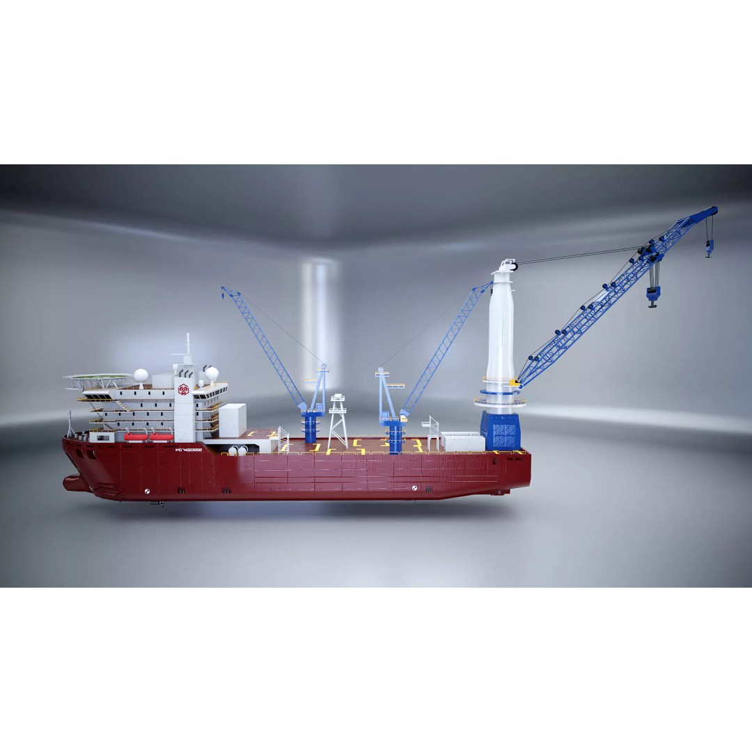 Crane Ship 3D Model – Low Poly Industrial Vessel, FBX, PBR Textures - View 3