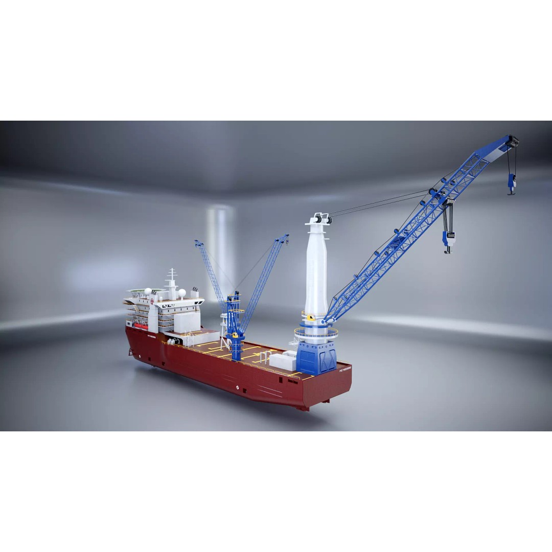 Crane Ship 3D Model – Low Poly Industrial Vessel, FBX, PBR Textures - View 4