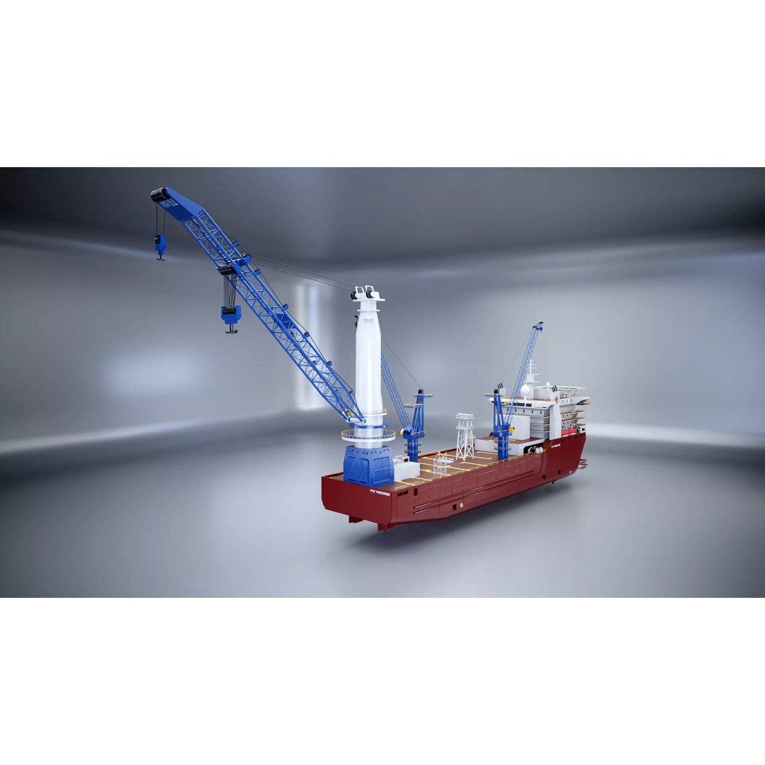 Crane Ship 3D Model – Low Poly Industrial Vessel, FBX, PBR Textures - View 5