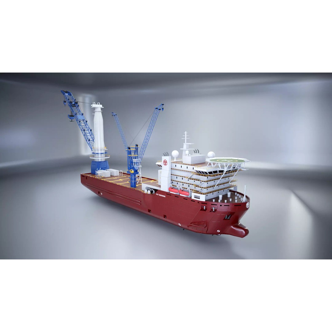 Crane Ship 3D Model – Low Poly Industrial Vessel, FBX, PBR Textures - View 7