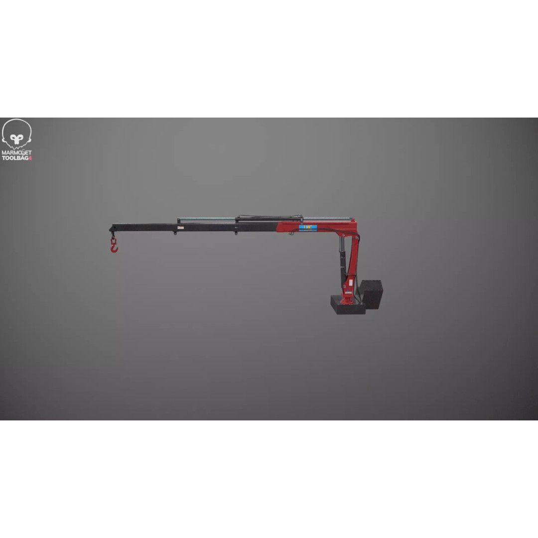 Small Truck-Mounted Crane 3D Model – Low Poly PBR Game Asset, FBX