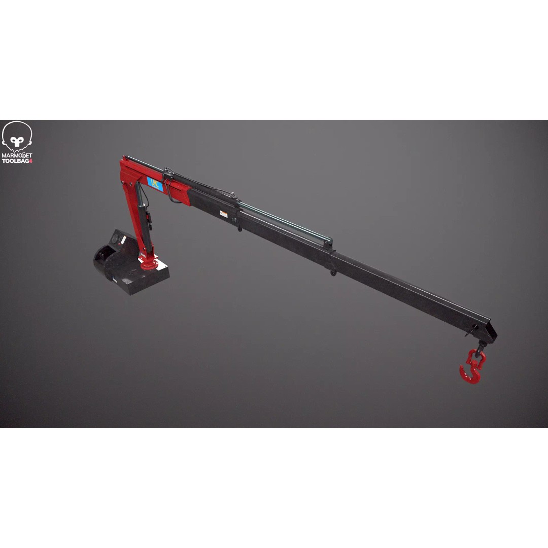 Small Truck-Mounted Crane 3D Model – Low Poly PBR Game Asset, FBX - View 11
