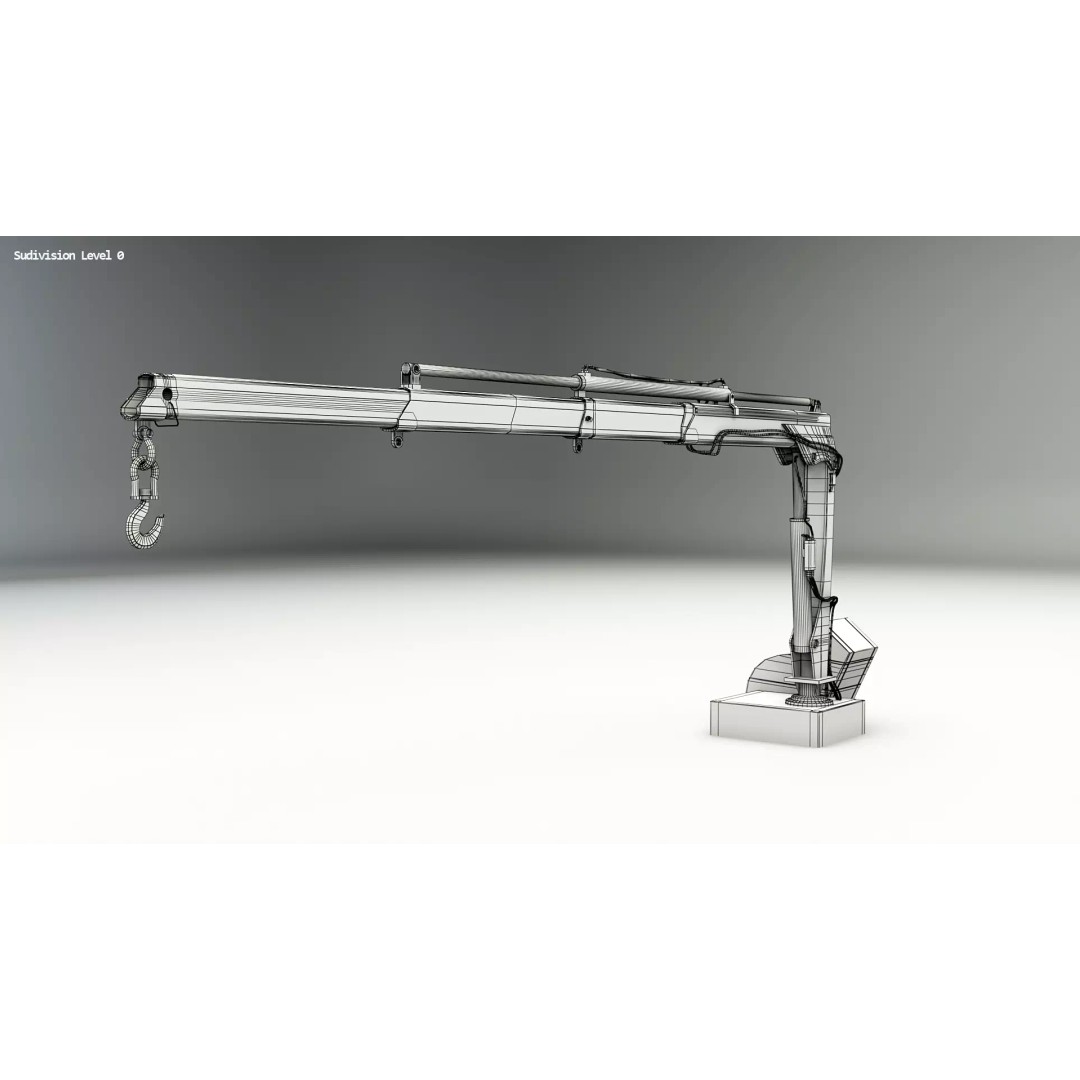 Small Truck-Mounted Crane 3D Model – Low Poly PBR Game Asset, FBX - View 12