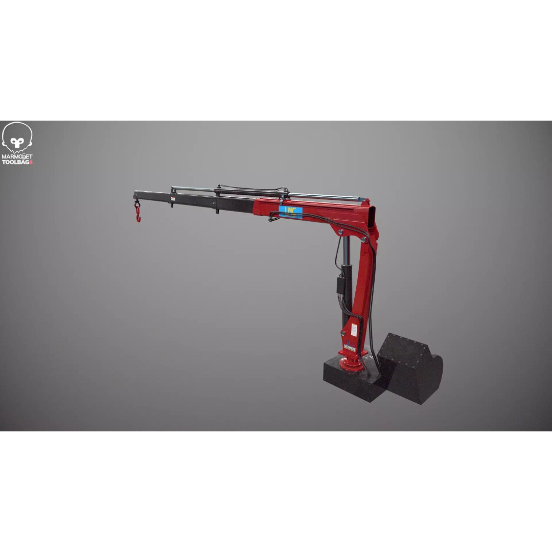 Small Truck-Mounted Crane 3D Model – Low Poly PBR Game Asset, FBX - View 9