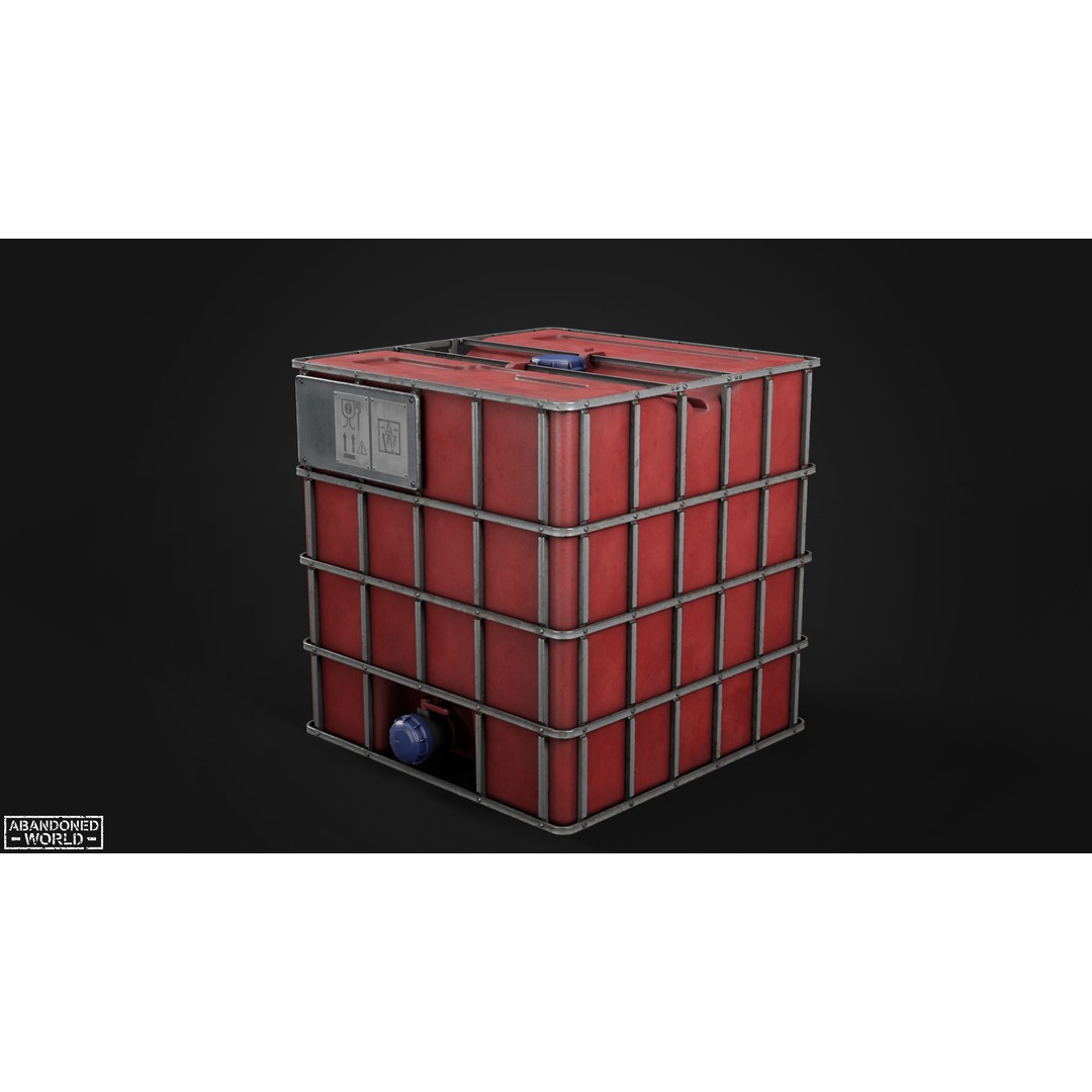 Water IBC Container 3D Model – Low Poly Game Ready Asset, FBX, Blender - View 11