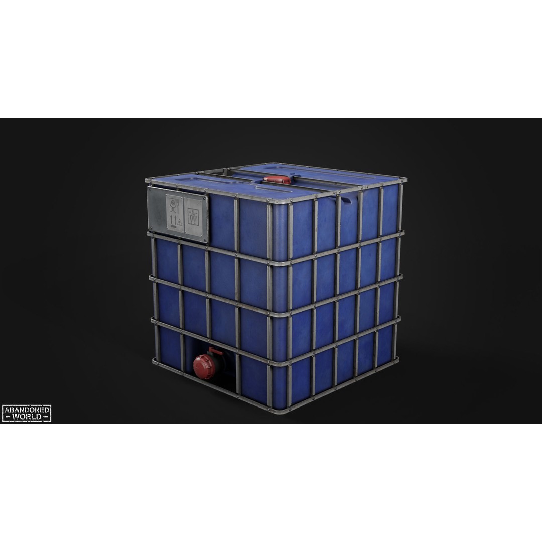 Water IBC Container 3D Model – Low Poly Game Ready Asset, FBX, Blender - View 12