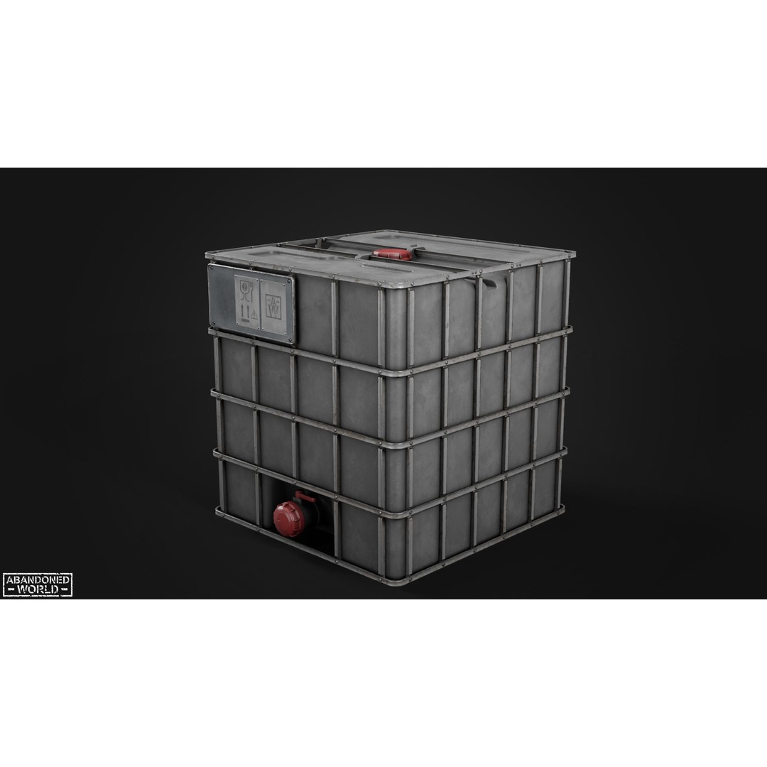 Water IBC Container 3D Model – Low Poly Game Ready Asset, FBX, Blender - View 17