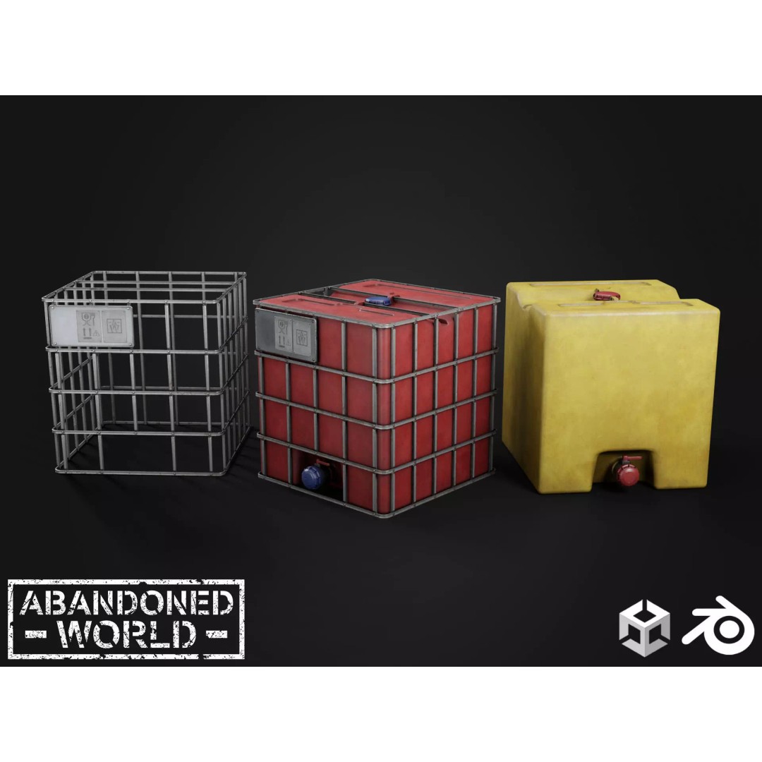 Water IBC Container 3D Model – Low Poly Game Ready Asset, FBX, Blender - View 2