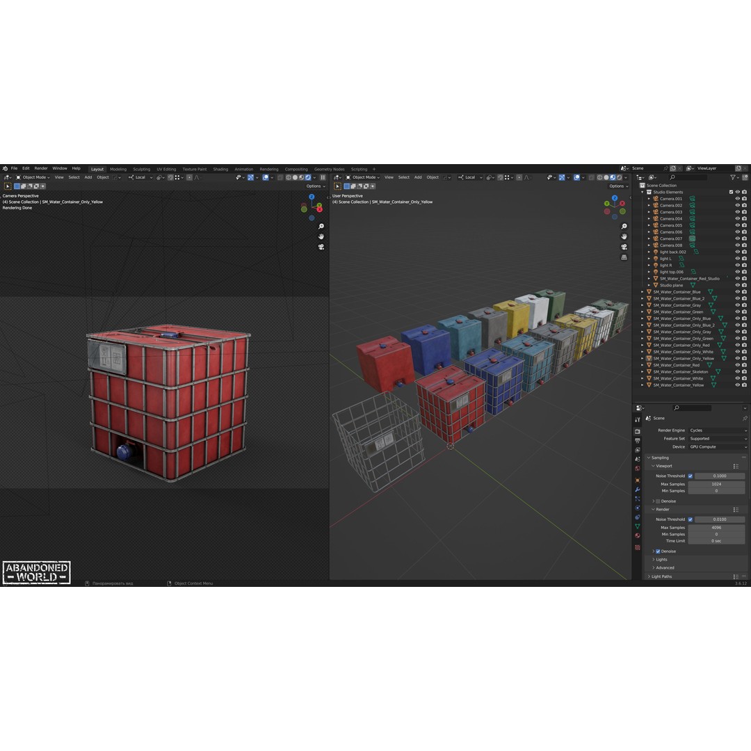 Water IBC Container 3D Model – Low Poly Game Ready Asset, FBX, Blender - View 26