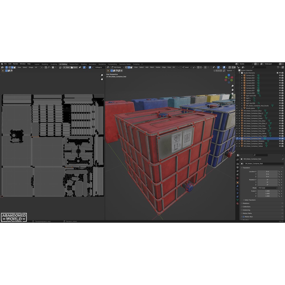 Water IBC Container 3D Model – Low Poly Game Ready Asset, FBX, Blender - View 28