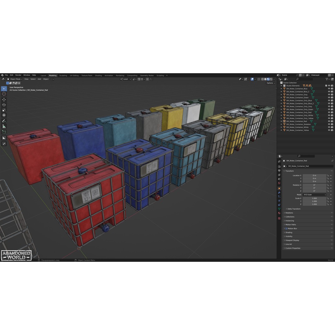 Water IBC Container 3D Model – Low Poly Game Ready Asset, FBX, Blender - View 29