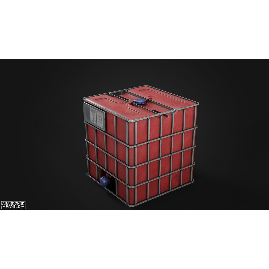 Water IBC Container 3D Model – Low Poly Game Ready Asset, FBX, Blender - View 4