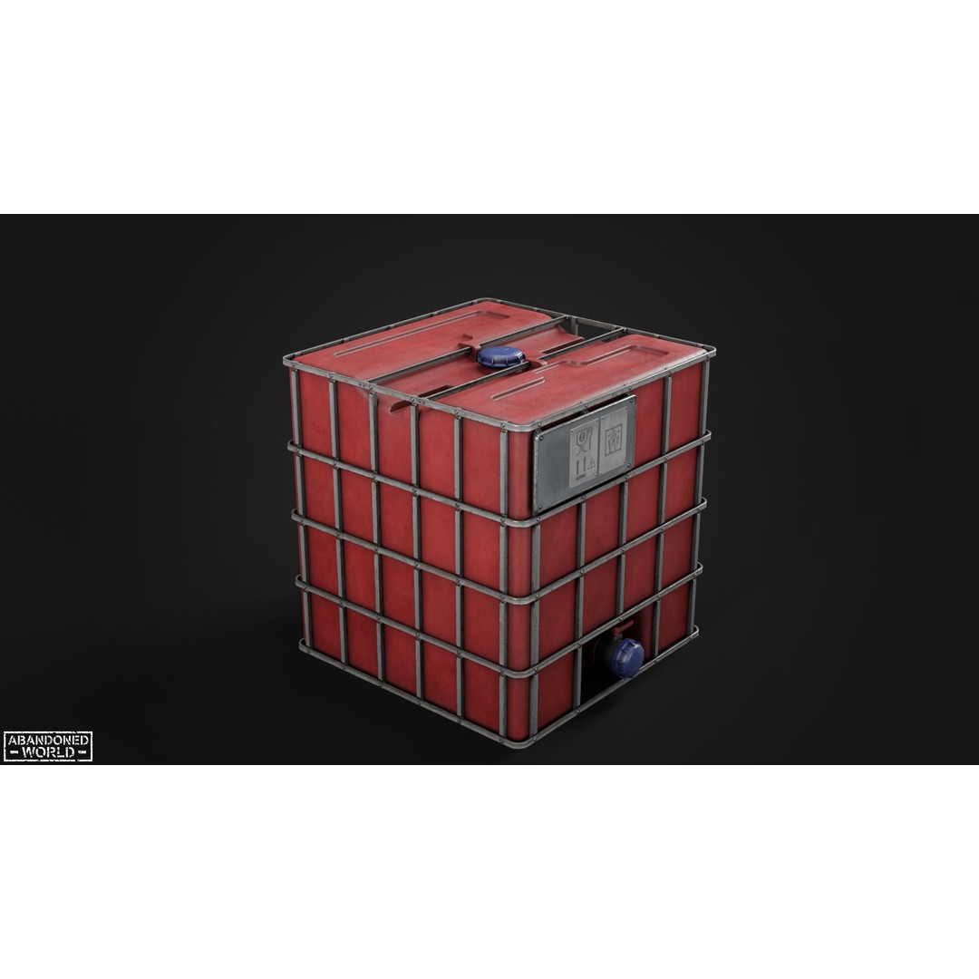 Water IBC Container 3D Model – Low Poly Game Ready Asset, FBX, Blender - View 5