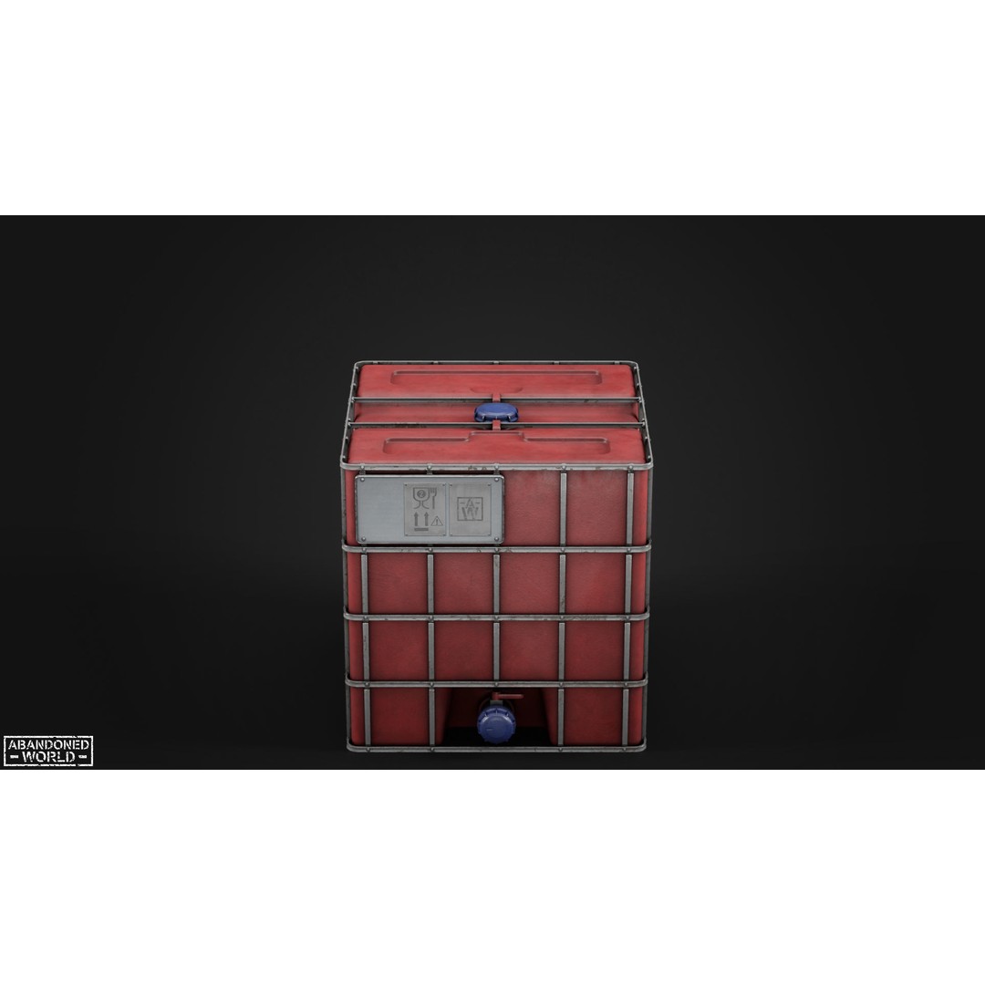 Water IBC Container 3D Model – Low Poly Game Ready Asset, FBX, Blender - View 7