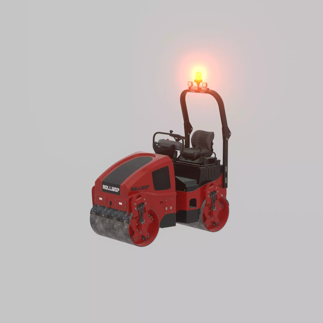 Road Roller 3D Model – Low Poly Construction Vehicle, FBX
