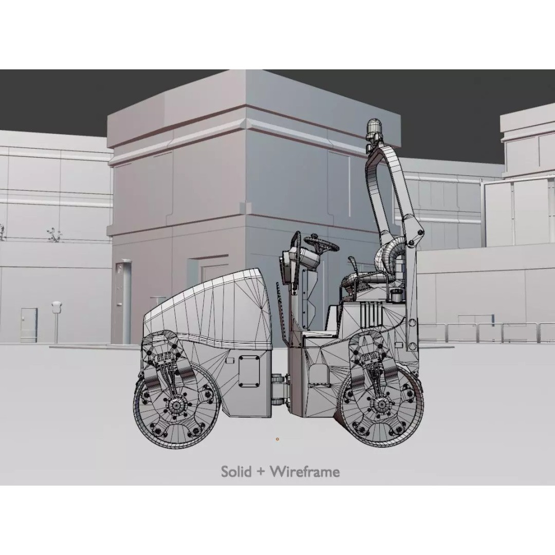 Road Roller 3D Model – Low Poly Construction Vehicle, FBX - View 11