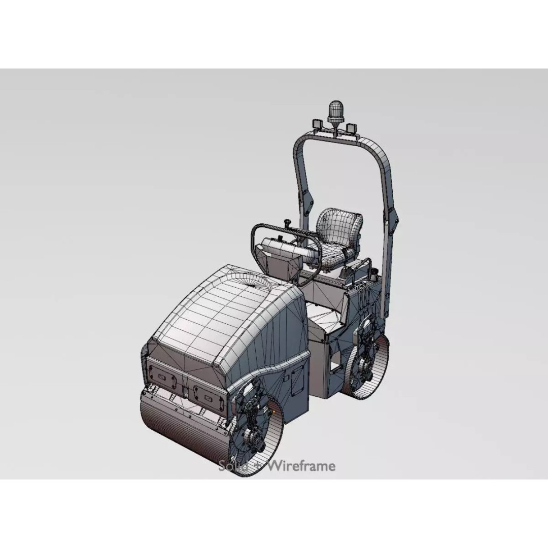 Road Roller 3D Model – Low Poly Construction Vehicle, FBX - View 14