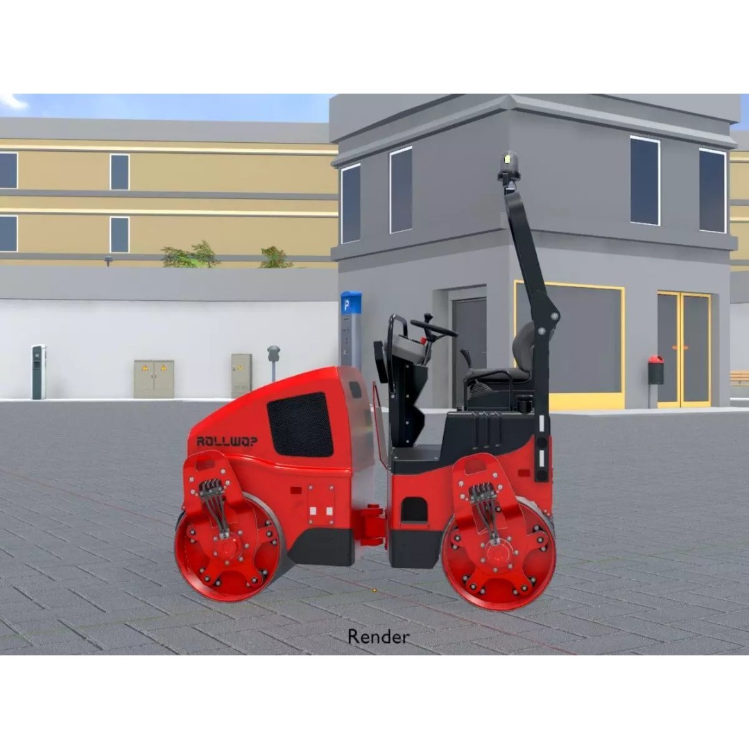 Road Roller 3D Model – Low Poly Construction Vehicle, FBX - View 15