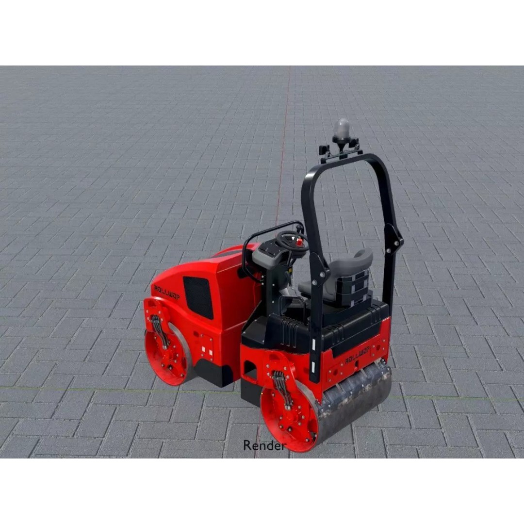 Road Roller 3D Model – Low Poly Construction Vehicle, FBX - View 16