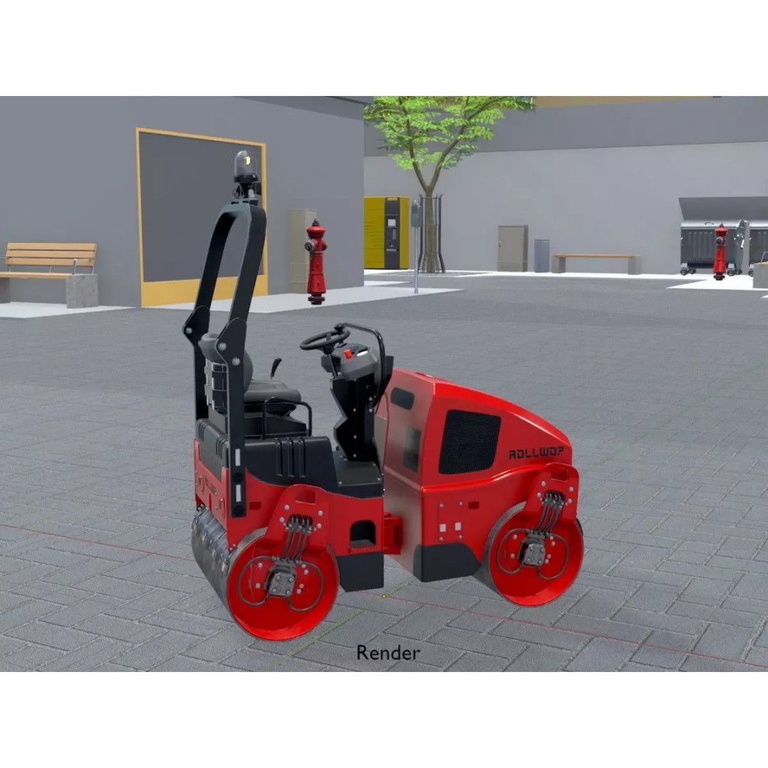 Road Roller 3D Model – Low Poly Construction Vehicle, FBX - View 17